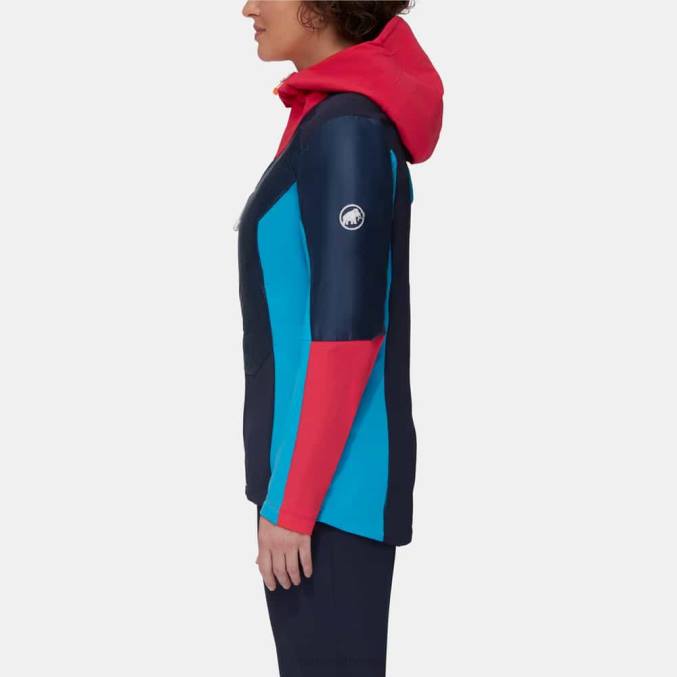 Mammut klær kvinner eisfeld so hybrid hettejakke natt-azalea 8L8B83